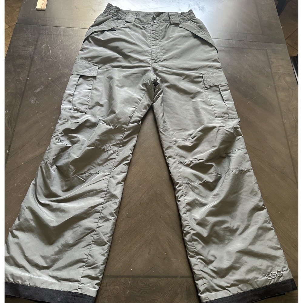 Ego Brand Pants Unisex Size Large Nylon Cargo Pants Lining Waterproof Dk Grey/Gr